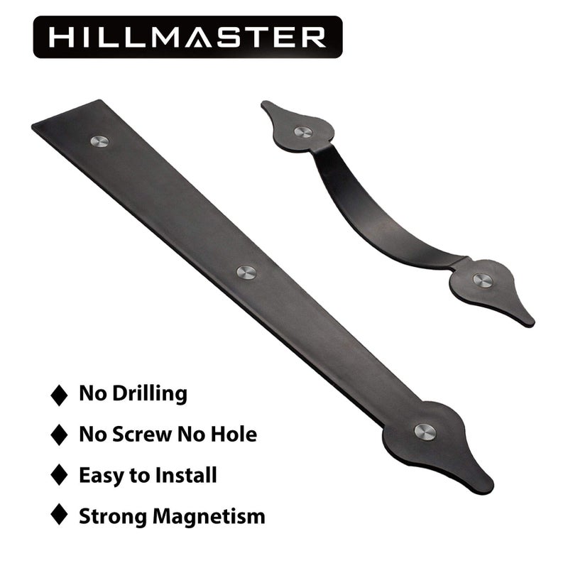 HILLMASTER Decorative Magnetic Garage Door Hinges Hardware, 6 Pieces Garage Door Accents Attractive Curb Appeal Faux Hinges Handles Decor Hardware Kit, Black(4 Hinges+2 Handles) - Image 2